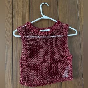 Zara women’s vest cropped sleeveless rope corded size XS/S